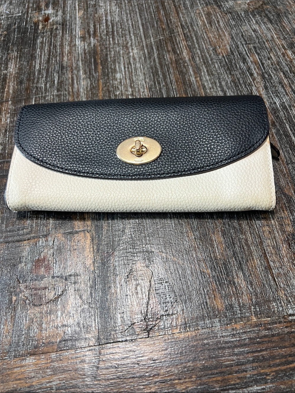 Coach Two-Tone Leather Wallet - Black & Cream